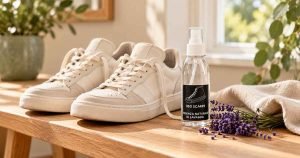 Scarpe da ginnastica accanto al deodorante alla lavanda Diemme Farm